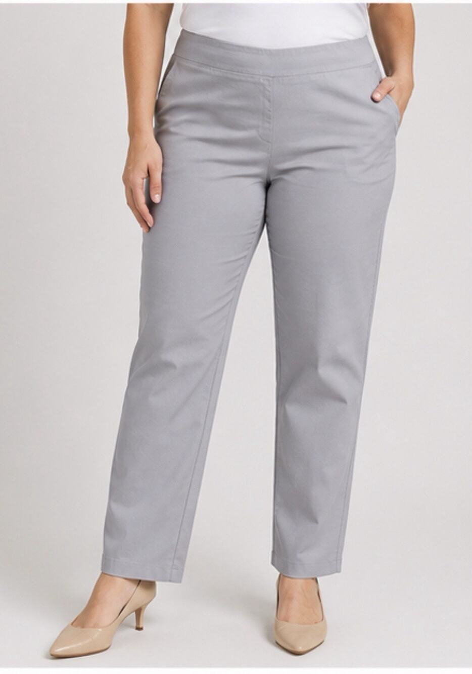 M&Co Women’s Gray Pull On Straight Leg Pants Trousers Size 18